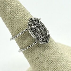 Kendra Scott Elyse Silver Druzy Ring Size 7